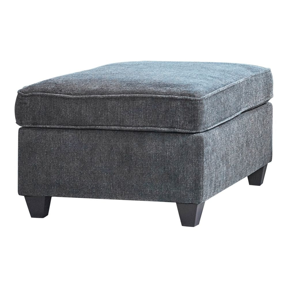 38 Inch Modern Ottoman, Smooth Gray Chenille Fabric, Plush Cushioned Seat By Casagear Home