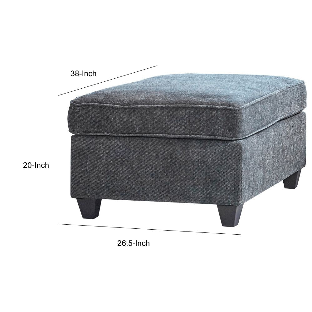 38 Inch Modern Ottoman Smooth Gray Chenille Fabric Plush Cushioned Seat By Casagear Home BM294153