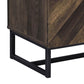 60 Inch TV Media Console Cabinet 2 Herringbone Doors Rustic Brown Wood By Casagear Home BM294186