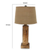 27 Inch Rustic Table Lamp Round Linen Shade Distressed Wood Base Khaki By Casagear Home BM294239