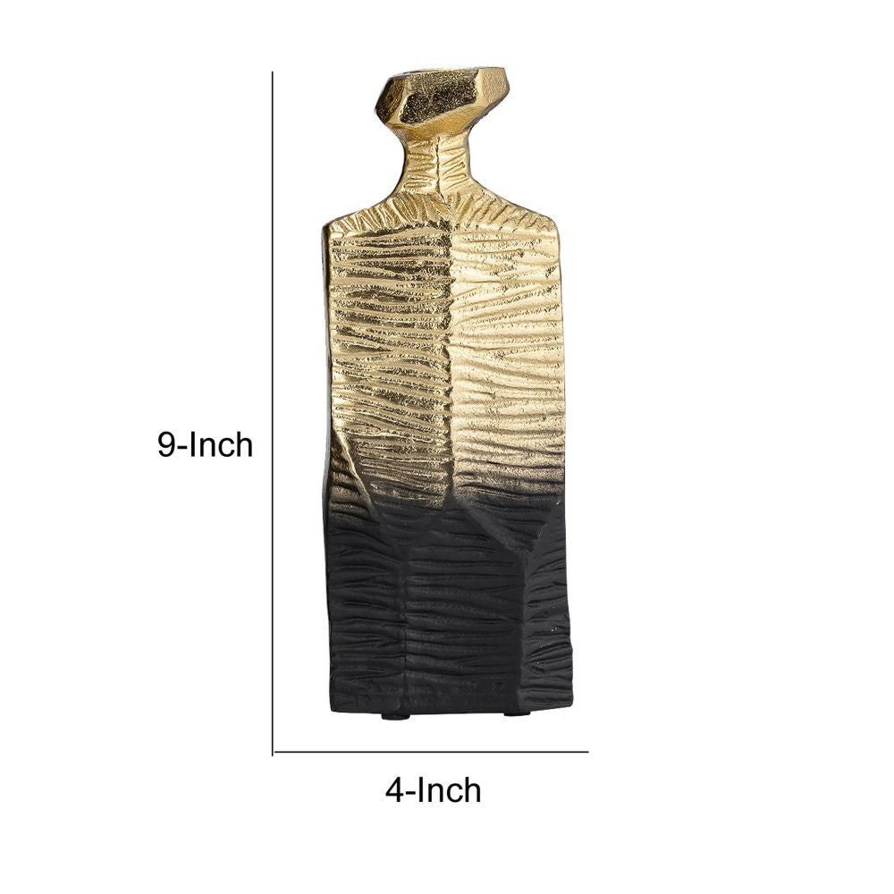 Kaya 9 Inch Classic Accent Metal Vase Square Body Narrow Top Gold Black By Casagear Home BM294262