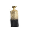 Kaya 9 Inch Classic Accent Metal Vase, Square Body, Narrow Top, Gold, Black By Casagear Home