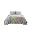 Eni 2 Piece Twin XL Cotton Quilt Set, Pastel Blue Flowers, Scalloped Edges By Casagear Home