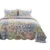 Eni 3 Piece California King Cotton Quilt Set Pastel Blue Flower Design By Casagear Home BM294303