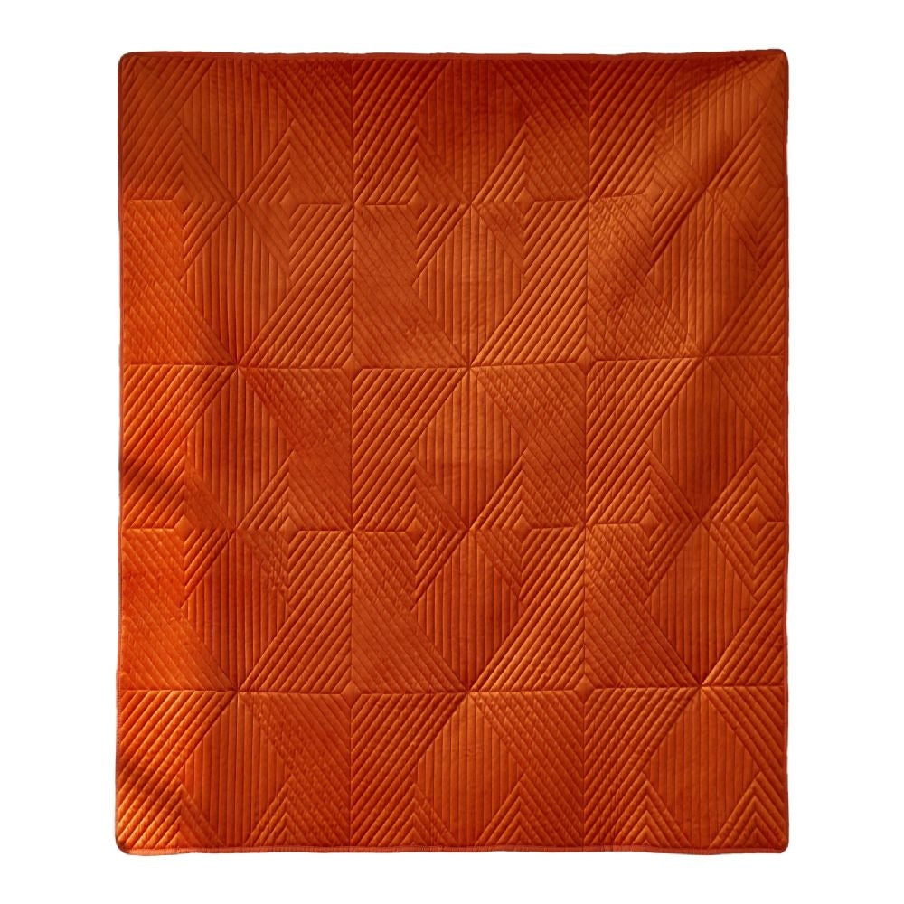 Rio 60 Inch Throw Blanket Diamond Stitch Quilting Orange Dutch Velvet By Casagear Home BM294318