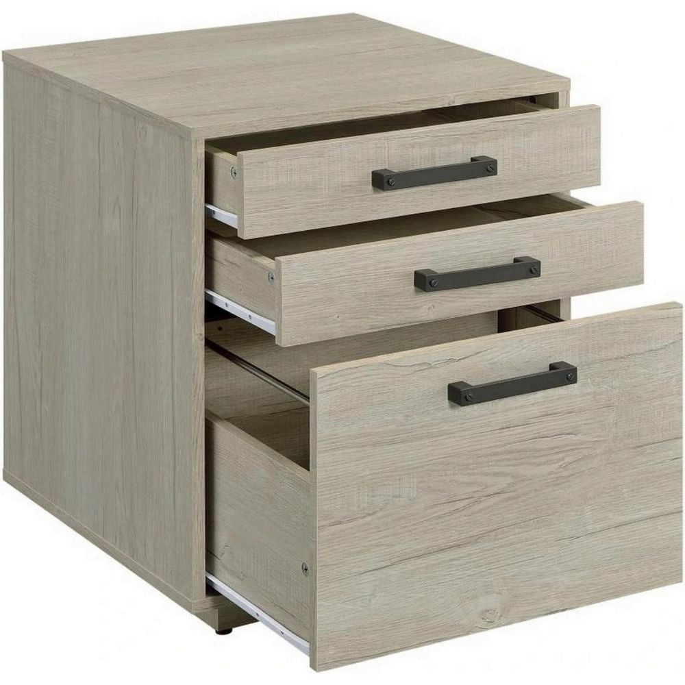 25 Inch Slim File Cabinet 3 Gliding Drawers Whitewashed Gray Wood Frame By Casagear Home BM294799