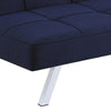 Maya 69 Inch Sofa Bed Futon Tufted Blue Linen Like Fabric Chrome Legs By Casagear Home BM294828