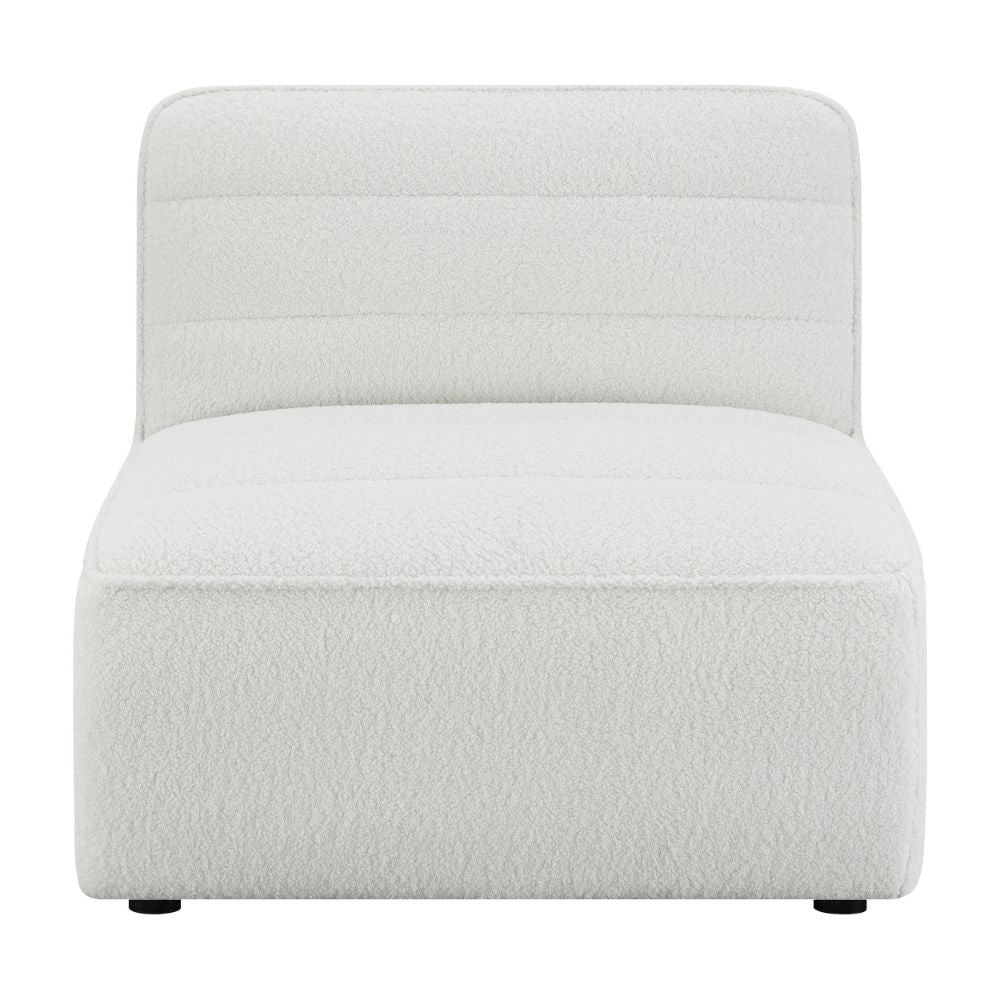 Kea 35 Inch Armless Chair Horizontal Channel Tufting Faux Sheepskin By Casagear Home BM294847