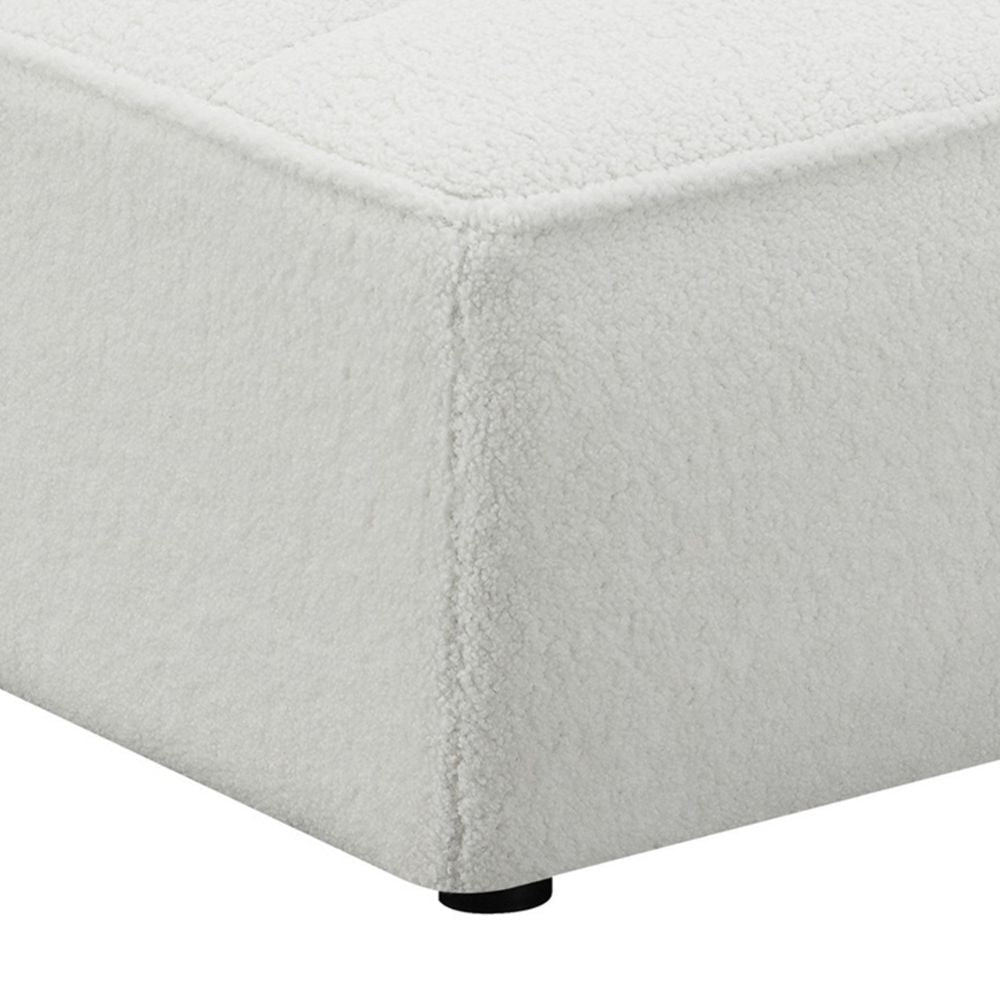 Kea 35 Inch Armless Chair Horizontal Channel Tufting Faux Sheepskin By Casagear Home BM294847