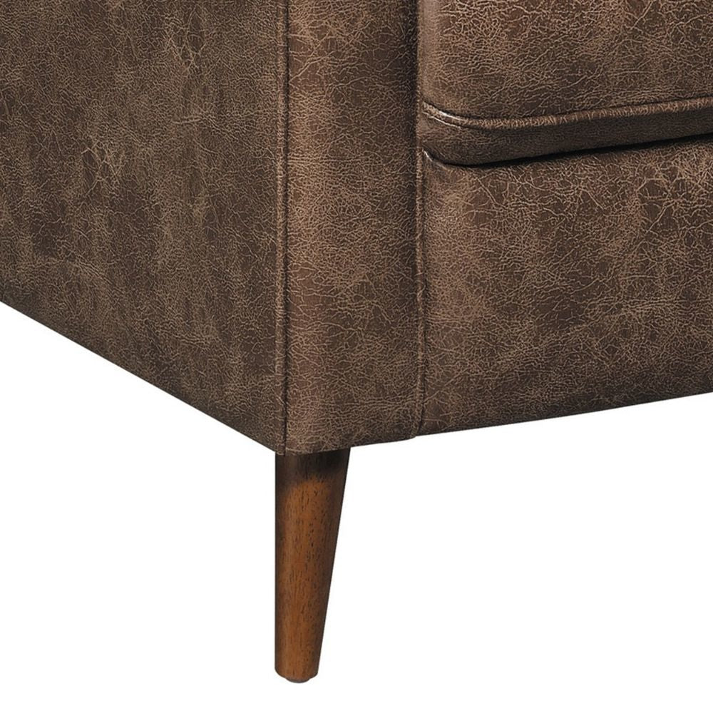 31 Inch Push Back Recliner Tufted Tapered Legs Rich Brown Faux Leather By Casagear Home BM295080