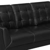 Cole 84 Inch Sofa Double Track Arms Vegan Faux Leather Upholstery Black By Casagear Home BM295086