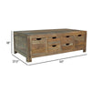 Dale 53 Inch Rustic Storage Coffee Table 6 Gliding Pull Out Drawers Brown By Casagear Home BM295089