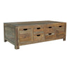 Dale 53 Inch Rustic Storage Coffee Table, 6 Gliding Pull Out Drawers, Brown By Casagear Home