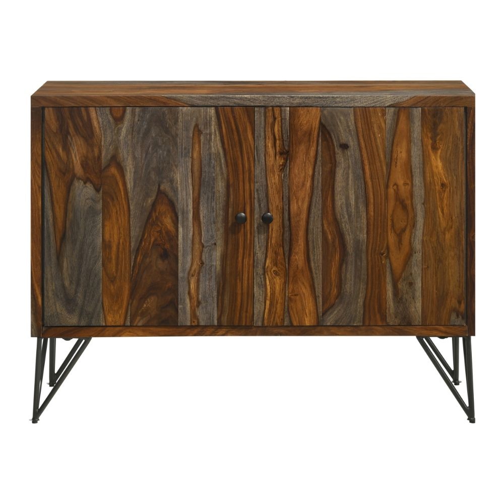 40 Inch Rustic Sideboard Cabinet Console 2 Doors Brown and Smooth Gray By Casagear Home BM295093