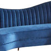 Chad 84 Inch Curved Bean Sofa Tufted Camelback Gold Royal Blue Velvet By Casagear Home BM295107