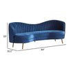 Chad 84 Inch Curved Bean Sofa Tufted Camelback Gold Royal Blue Velvet By Casagear Home BM295107