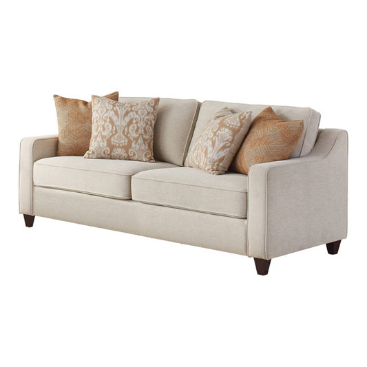 Leo 79 Inch Modern Sofa, 4 Accent Pillows, Soft Chenille Fabric, Beige By Casagear Home