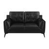 Cole 64 Inch Loveseat Double Track Arms and Vegan Faux Leather Black By Casagear Home BM295129