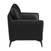 Cole 64 Inch Loveseat Double Track Arms and Vegan Faux Leather Black By Casagear Home BM295129