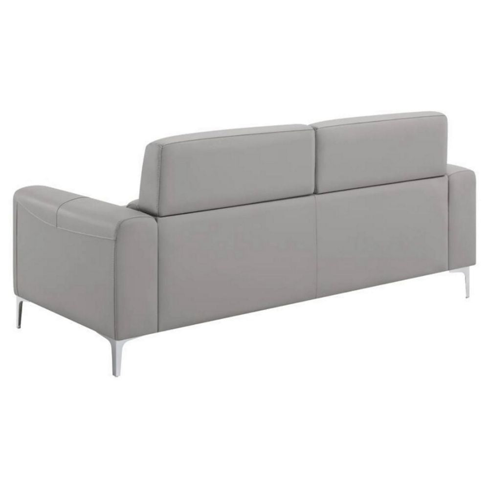 Finn 75 Inch Modern Sofa Sleek Channel Tufting Taupe Brown Faux Leather By Casagear Home BM295137