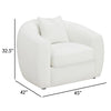 45 Inch Accent Chair Curved Back and Sloped Armrests Soft White Fabic By Casagear Home BM295139