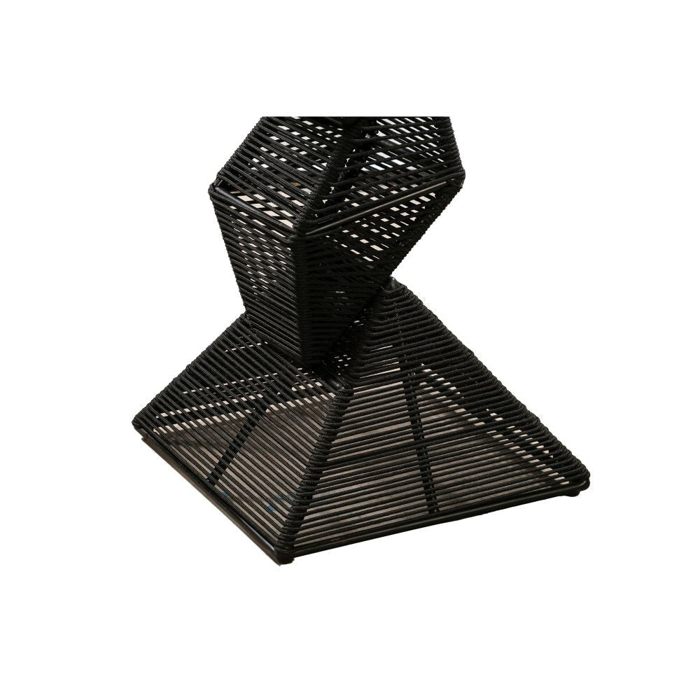 36 Inch Outdoor Geometric Pub Bar Table Rope Woven Metal Top Black By Casagear Home BM295438