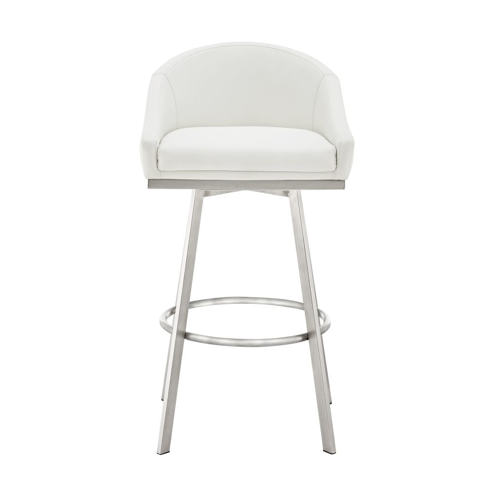 Sheryl 26 Inch Swivel Counter Stool Chair Low Back White Faux Leather By Casagear Home BM295440