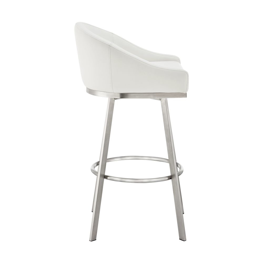 Sheryl 26 Inch Swivel Counter Stool Chair Low Back White Faux Leather By Casagear Home BM295440