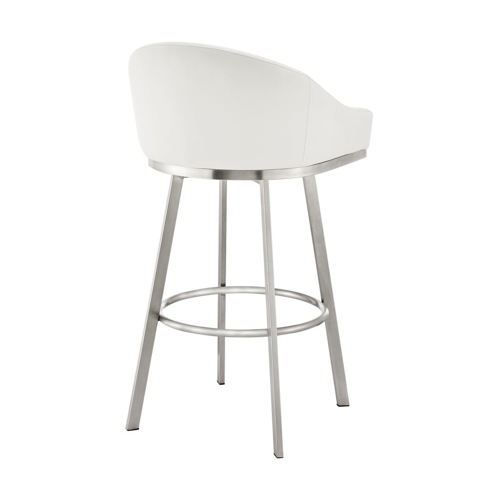 Sheryl 26 Inch Swivel Counter Stool Chair Low Back White Faux Leather By Casagear Home BM295440