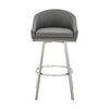 Sheryl 30 Inch Metal Swivel Bar Stool Chair Low Back Gray Faux Leather By Casagear Home BM295443