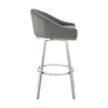 Sheryl 30 Inch Metal Swivel Bar Stool Chair Low Back Gray Faux Leather By Casagear Home BM295443