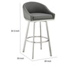 Sheryl 26 Inch Swivel Counter Stool Chair Low Back Gray Faux Leather By Casagear Home BM295444