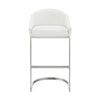 Lina 24 Inch Counter Stool Chair Metal Cantilever Base White Faux Leather By Casagear Home BM295450