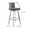 Ovn 26 Inch Swivel Counter Stool Stainless Steel Frame Gray Faux Leather By Casagear Home BM295455