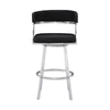 Ava 26 Inch Swivel Counter Stool Chair Open Back Steel Black Faux Leather By Casagear Home BM295482