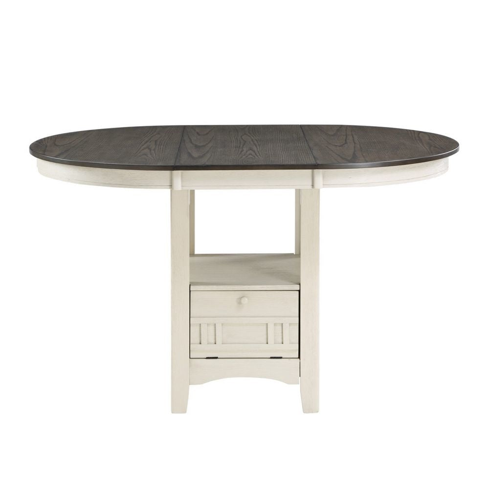 Glee 42-60 Inch Extendable Counter Height Table Antique White and Brown By Casagear Home BM295908