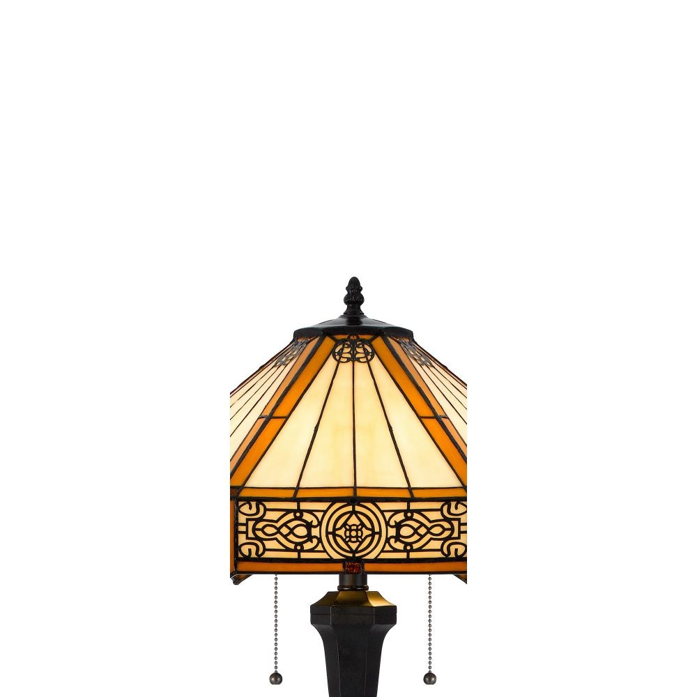 Eli 60 Inch Floor Lamp Hexagonal Tiffany Style Shade Dual Light Bronze By Casagear Home BM295959