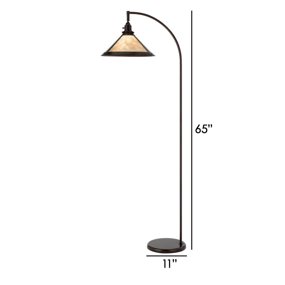 Cyan 65 Inch Adjustable Metal Arc Floor Lamp White Mica Shade Dark Bronze By Casagear Home BM295964