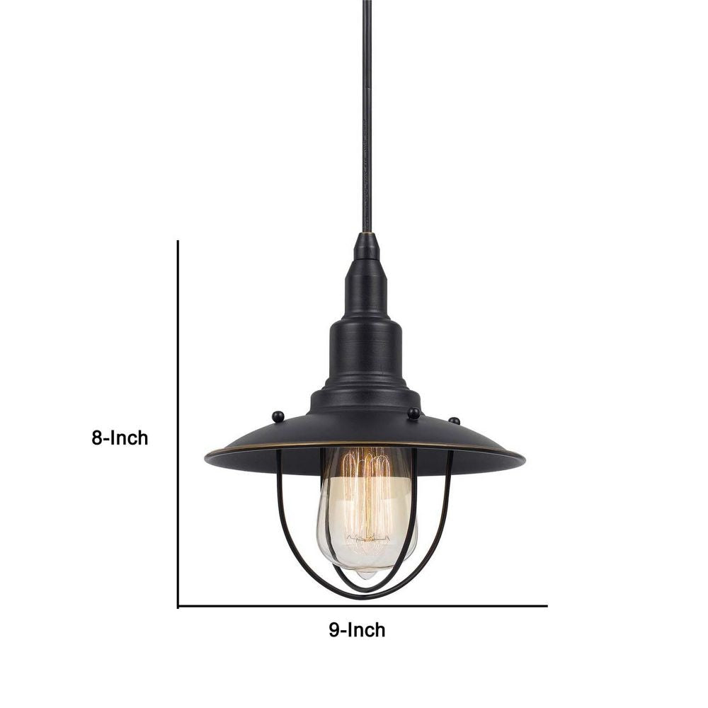 Oma 8 Inch Modern Pendant Light Industrial Style Dark Bronze Metal Frame By Casagear Home BM295969