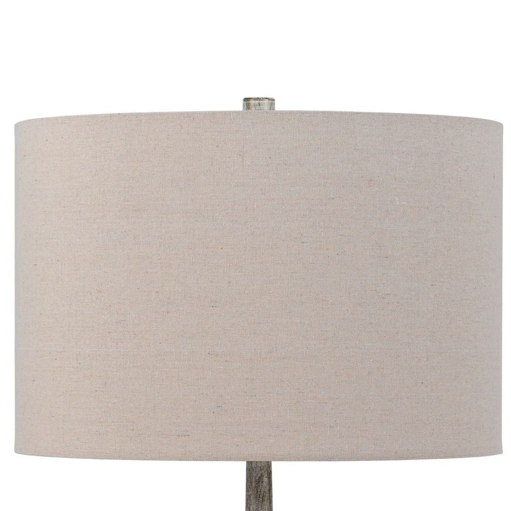 26 Inch Table Lamp Set of 2 Curved Beige Fabric Shade Distressed Gray By Casagear Home BM295984