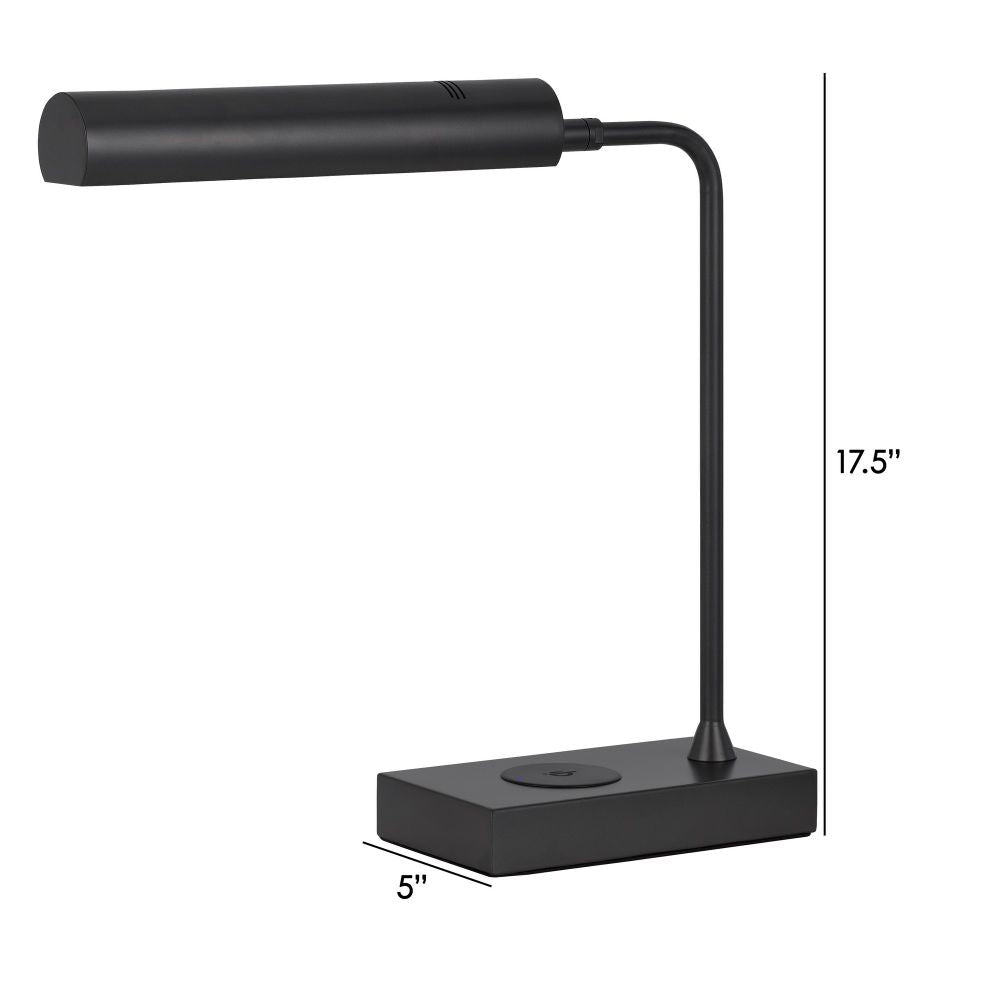 Dyna 18 Inch Integrated LED Desk Lamp Wireless USB Port Matte Black By Casagear Home BM295991