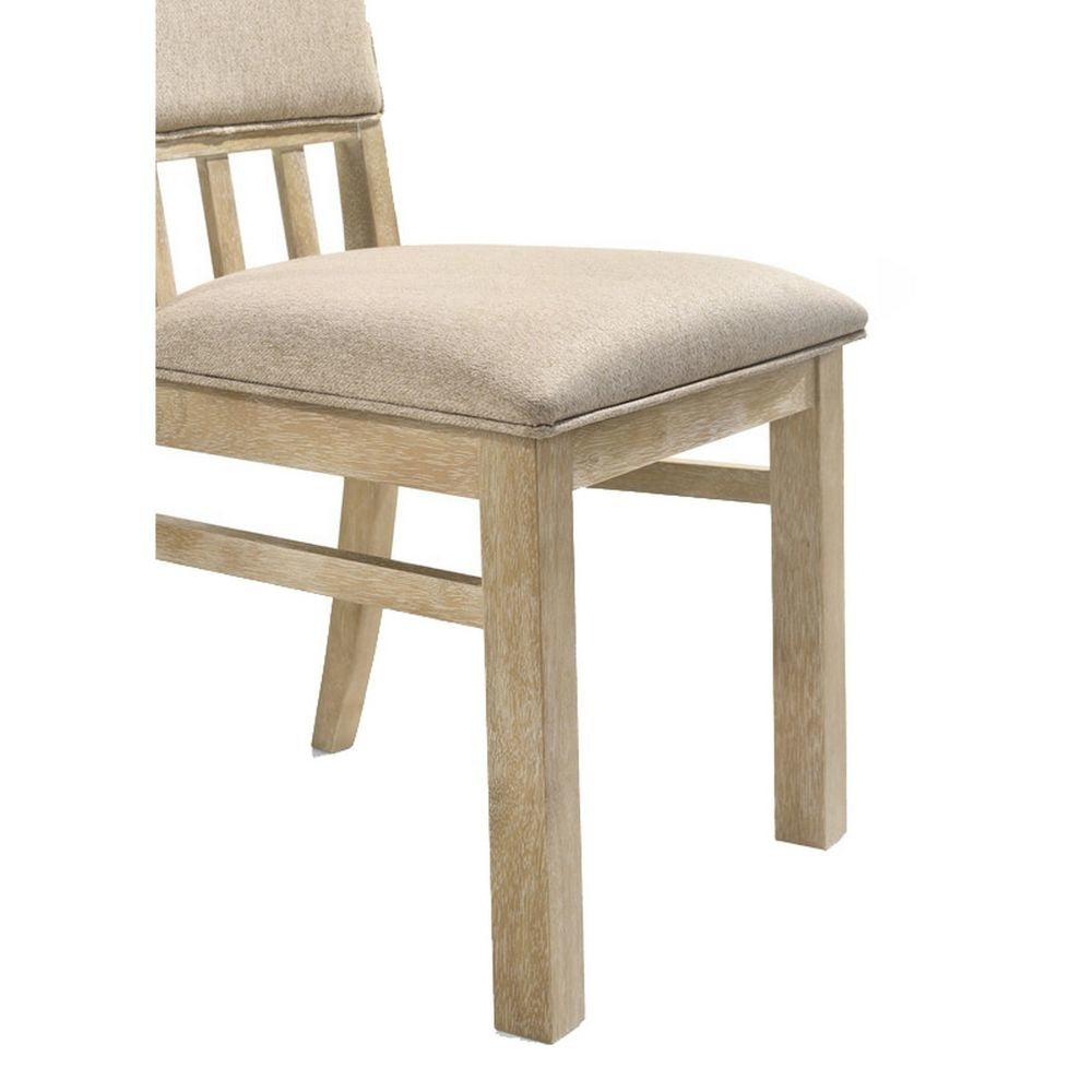 22 Inch Wood Dining Chairs Set of 2 Beige Cushioning Slatted Low Back By Casagear Home BM295999