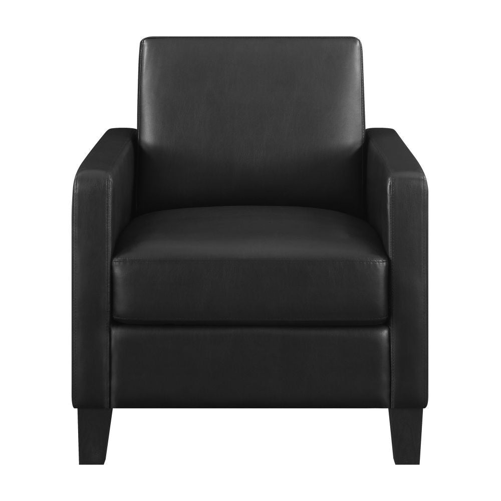 34 Inch Modern Accent Chair Angled Back Modern Style Black Faux Leather By Casagear Home BM296085