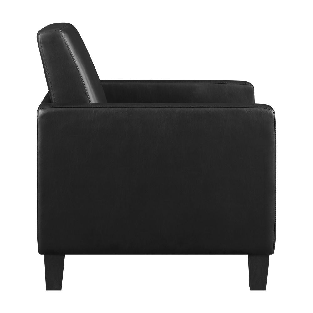 34 Inch Modern Accent Chair Angled Back Modern Style Black Faux Leather By Casagear Home BM296085