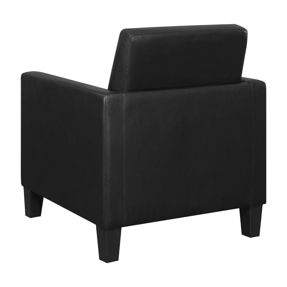 34 Inch Modern Accent Chair Angled Back Modern Style Black Faux Leather By Casagear Home BM296085