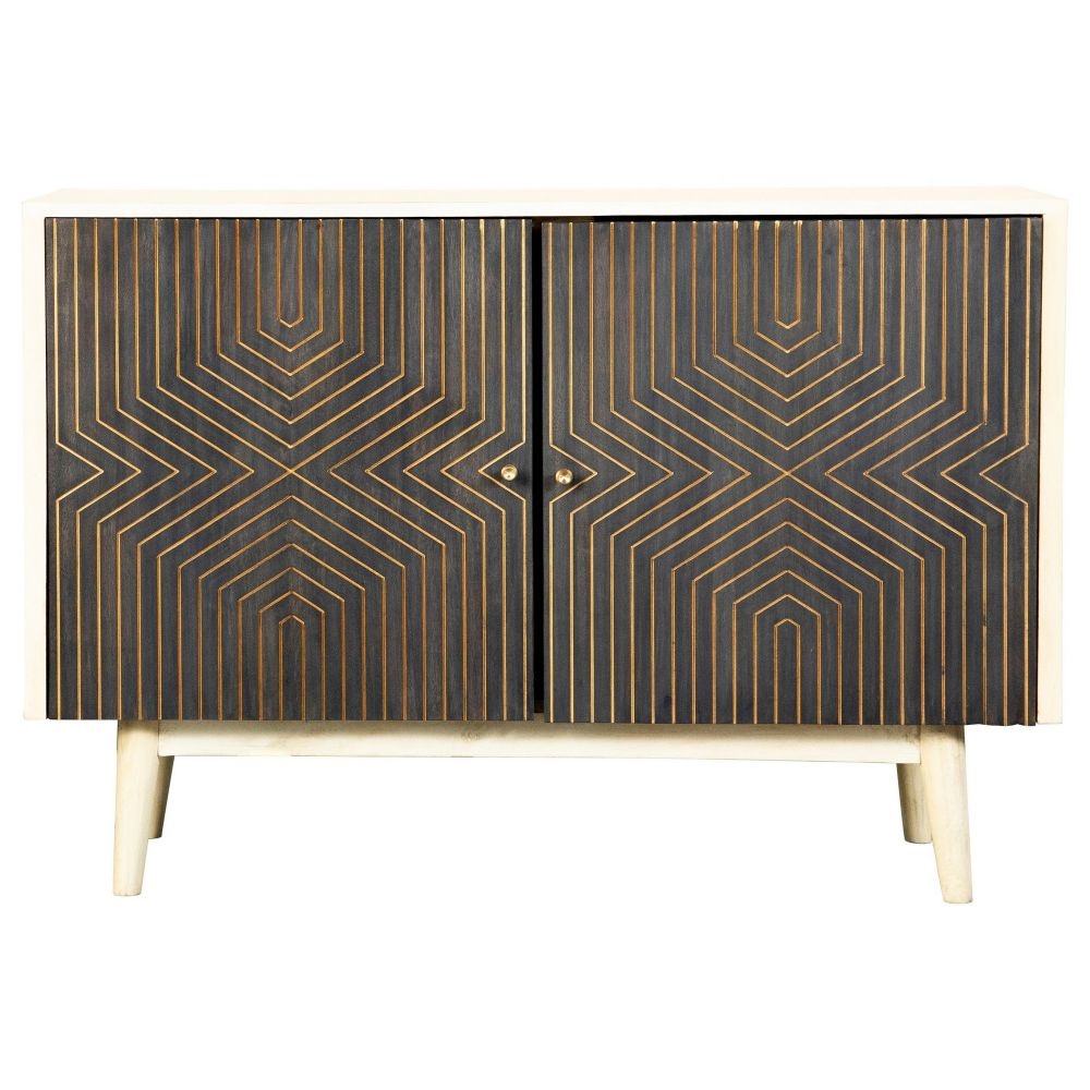 43 Inch 2 Door Accent Sideboard Console Cabinet, Metal Knobs, Dark Brown By Casagear Home