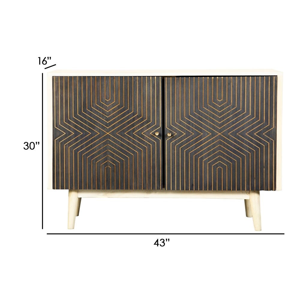 43 Inch 2 Door Accent Sideboard Console Cabinet Metal Knobs Dark Brown By Casagear Home BM296118