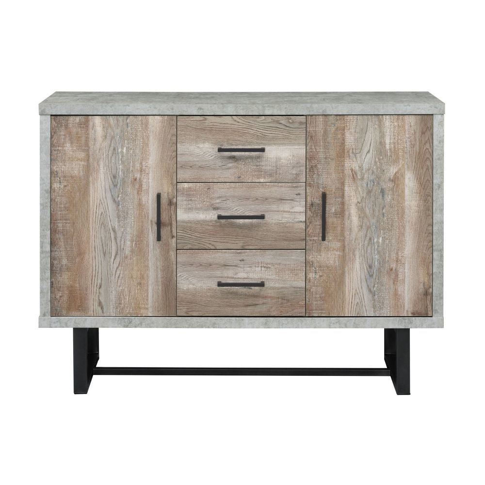 47 Inch 3 Drawer Sideboard Console Cabinet Sled Legs Gray Faux Concrete By Casagear Home BM296126