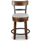 Zane 25 Inch Swivel Counter Height Stool Round Cushioned Seat Brown Wood By Casagear Home BM296511