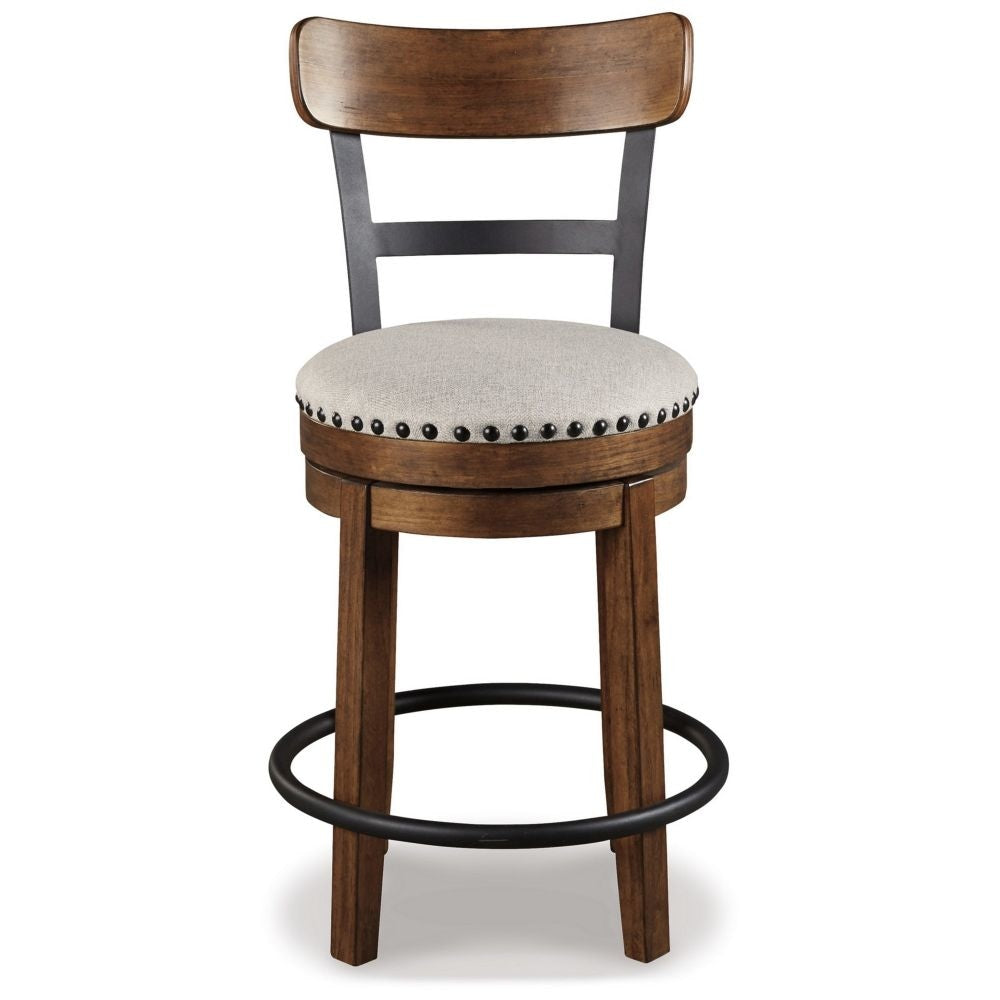 Zane 25 Inch Swivel Counter Height Stool Round Cushioned Seat Brown Wood By Casagear Home BM296511